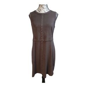 Apt 9 Faux Suede Sleeveless Dress With Chrome Details Size 8 Women's